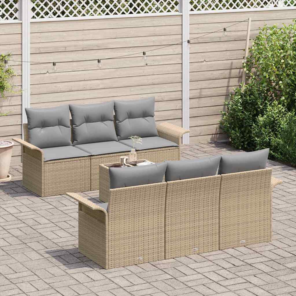Havesofa Sæt 7 stk. Beige og grå polyrattan