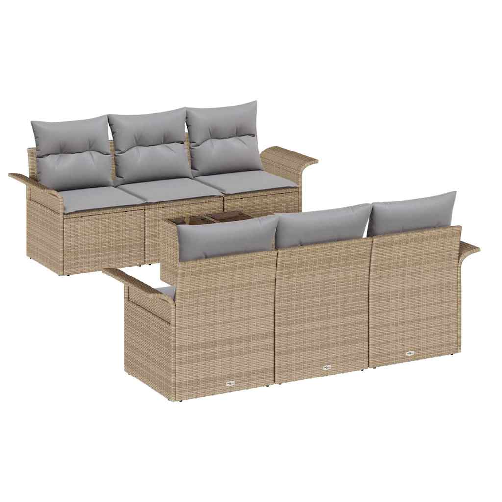 Havesofa Sæt 7 stk. Beige og grå polyrattan