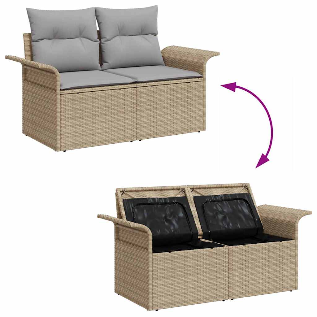 Havesofa Sæt 7 stk. Beige og grå polyrattan