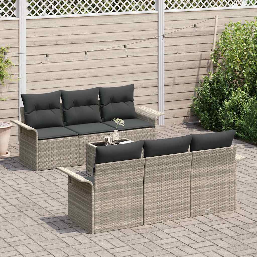 Havesofa Sæt 7 stk. Lysegrå og mørkegrå polyrattan