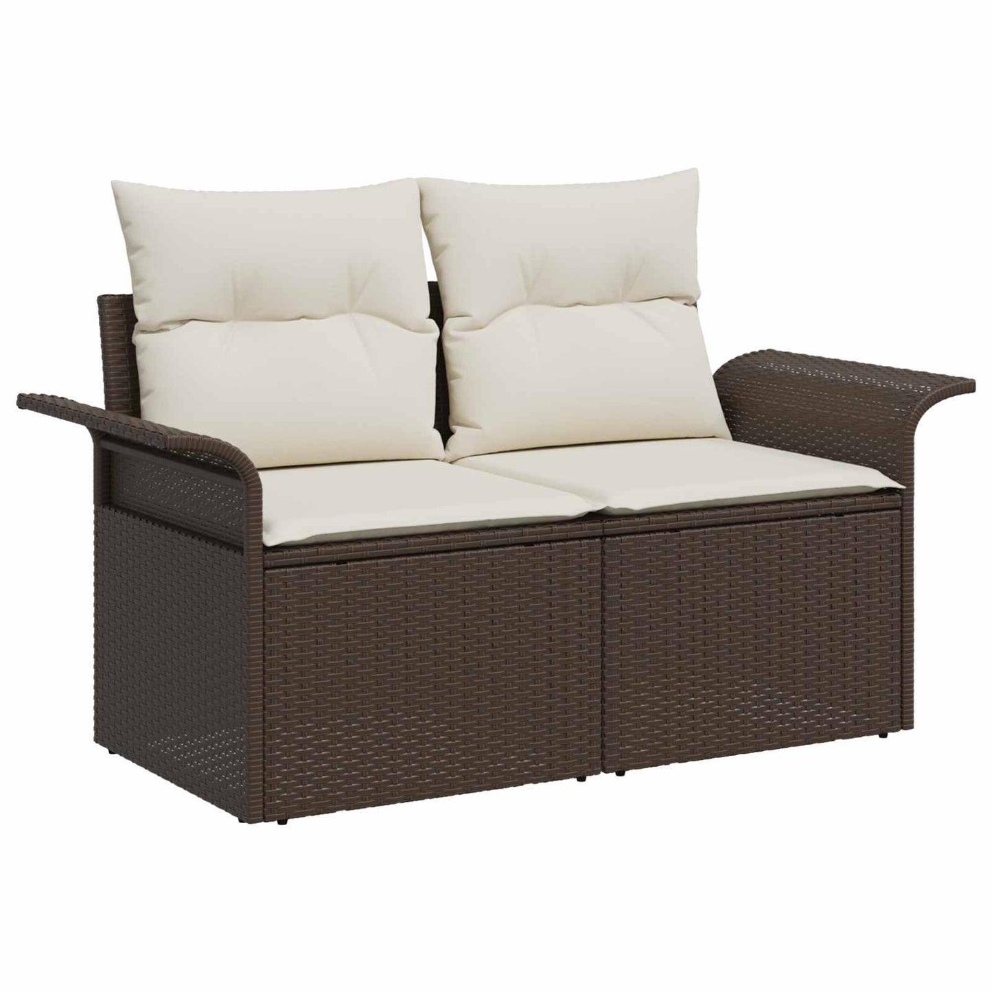 Havesofa Sæt 7 pcs 6-Seater Brun og cremefarvet polyrattan