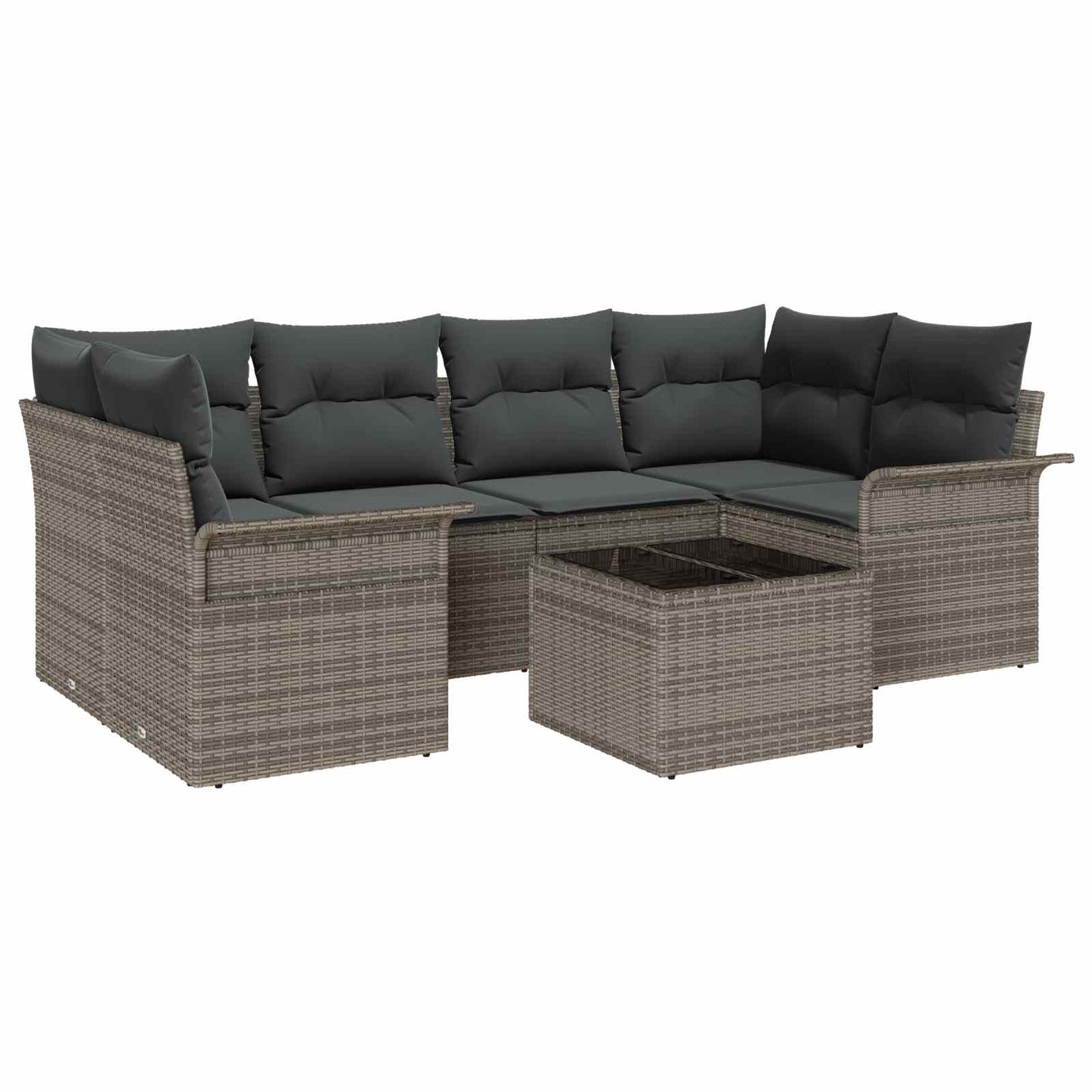 Havesofa Sæt 7 pcs 6-Seater Grå polyrattan