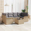 Havesofa Sæt 7 pcs 6-Seater Beige og grå polyrattan