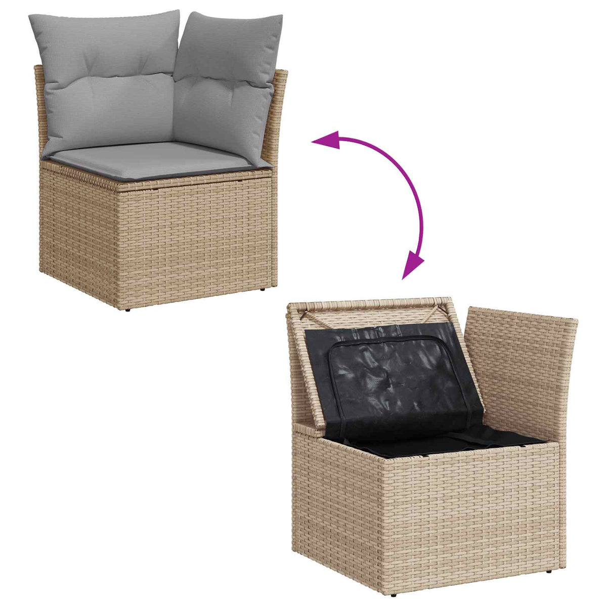 Havesofa Sæt 7 pcs 6-Seater Beige og grå polyrattan
