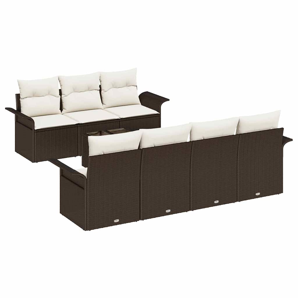 Havesofa Sæt 8 stk. 7-Antal sæder Brun og Creme polyrattan