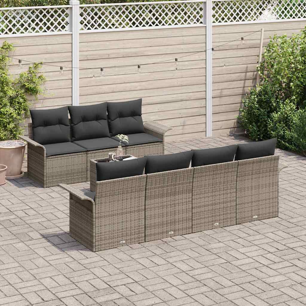 Havesofa Sæt 8 stk. 7-Antal sæder Grå polyrattan