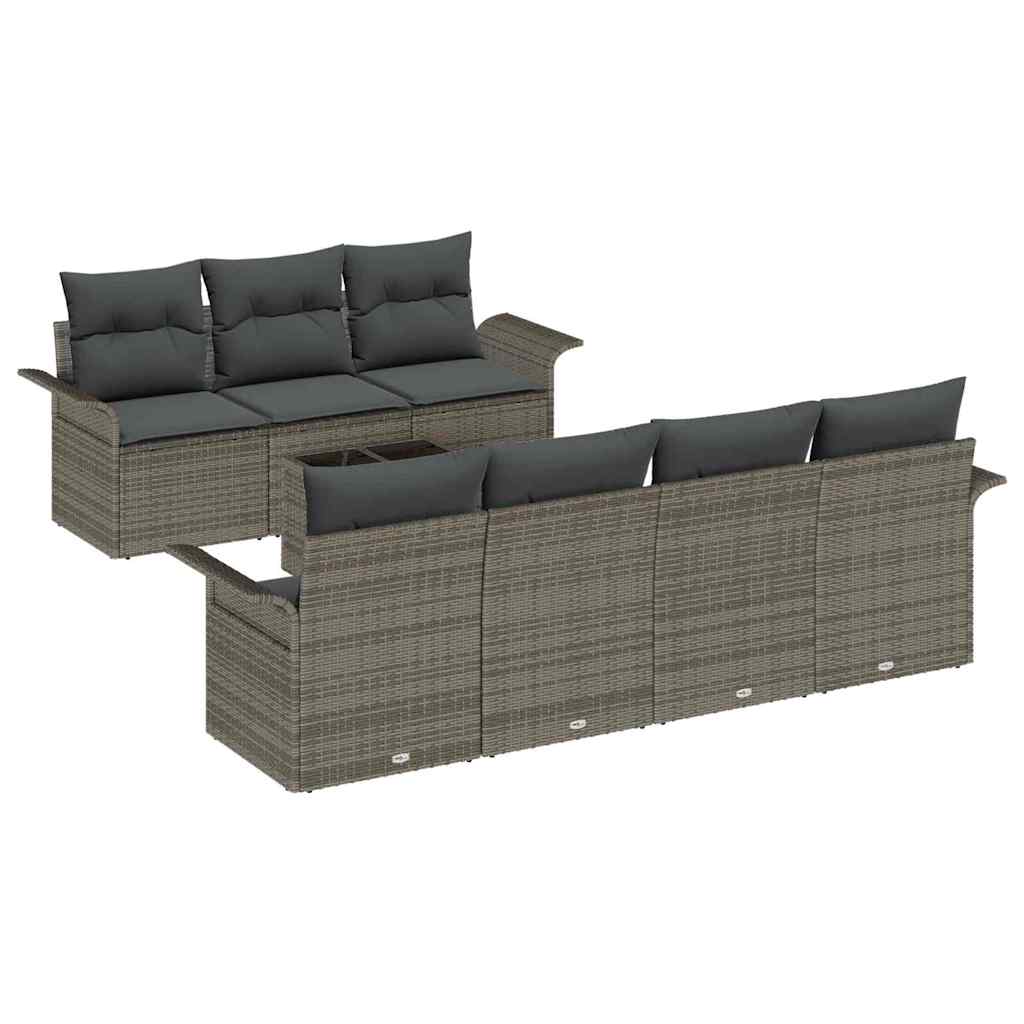 Havesofa Sæt 8 stk. 7-Antal sæder Grå polyrattan