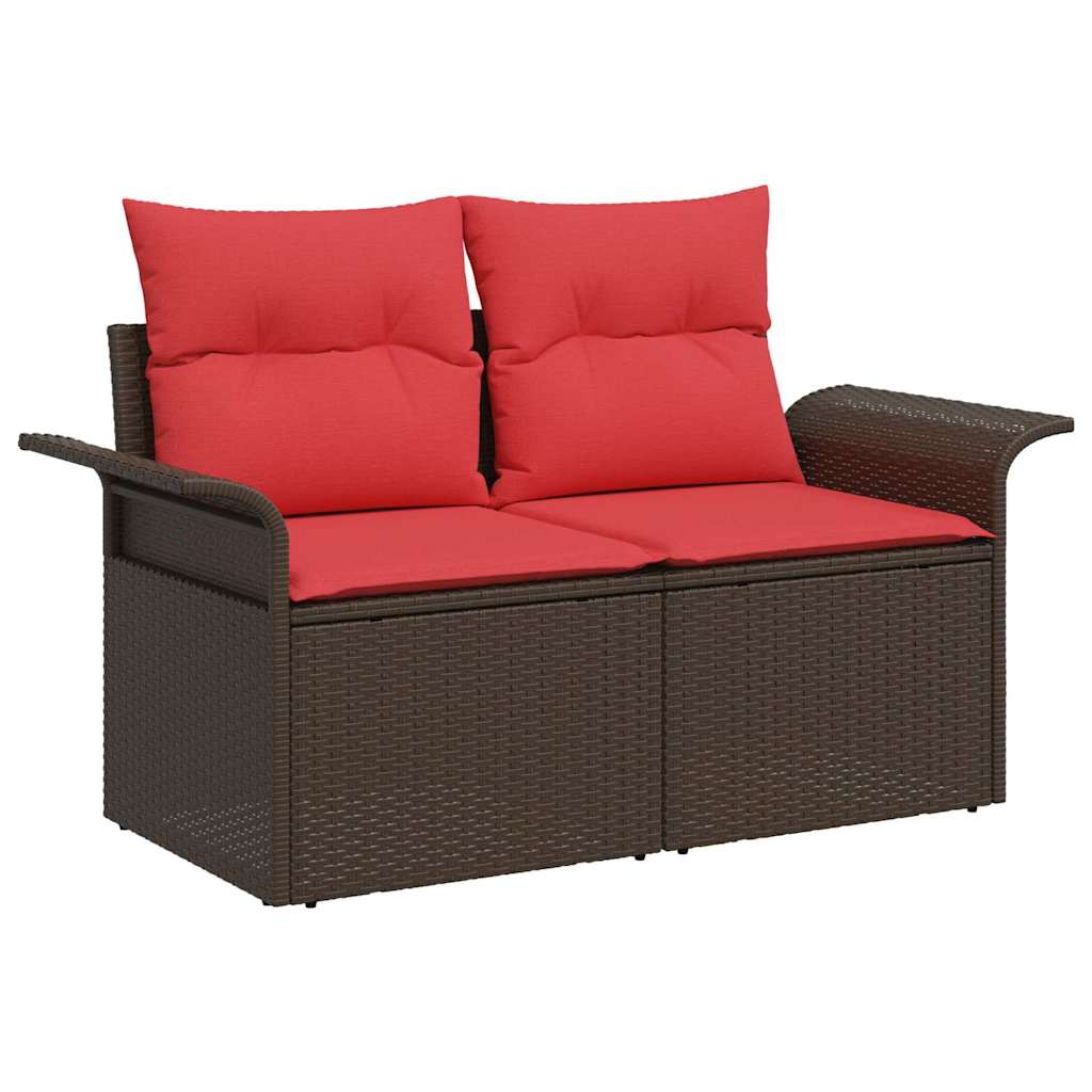 Havesofa Sæt 8 stk. Beige og Rød polyrattan
