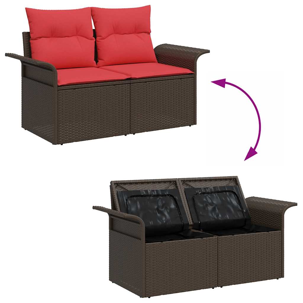 Havesofa Sæt 8 stk. Beige og Rød polyrattan