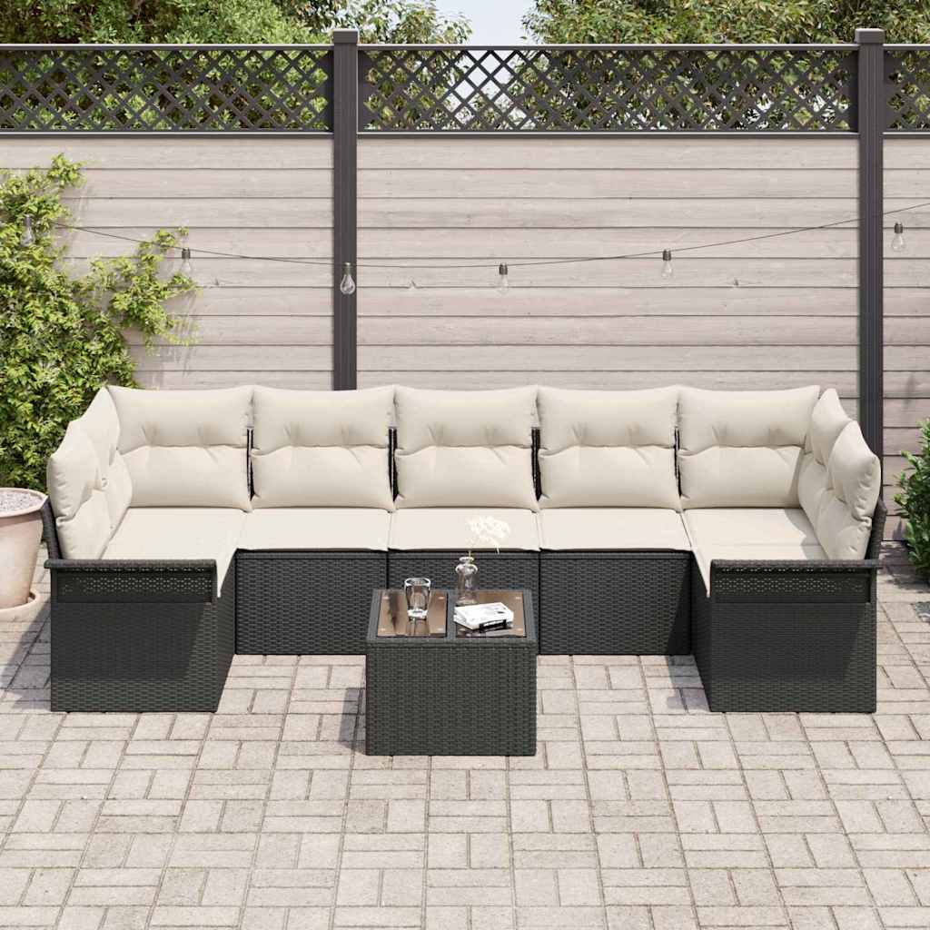 Havesofa Sæt 8 stk. Sort og Cream polyrattan