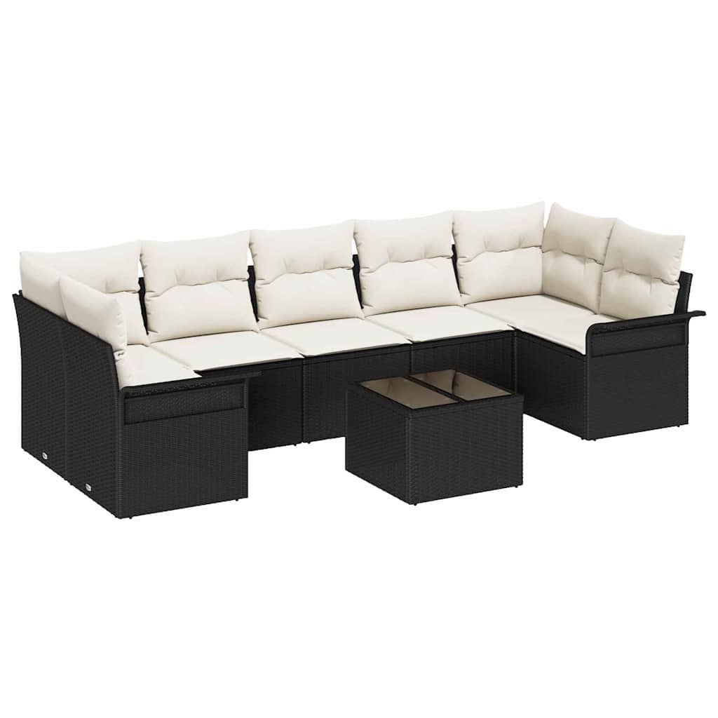 Havesofa Sæt 8 stk. Sort og Cream polyrattan