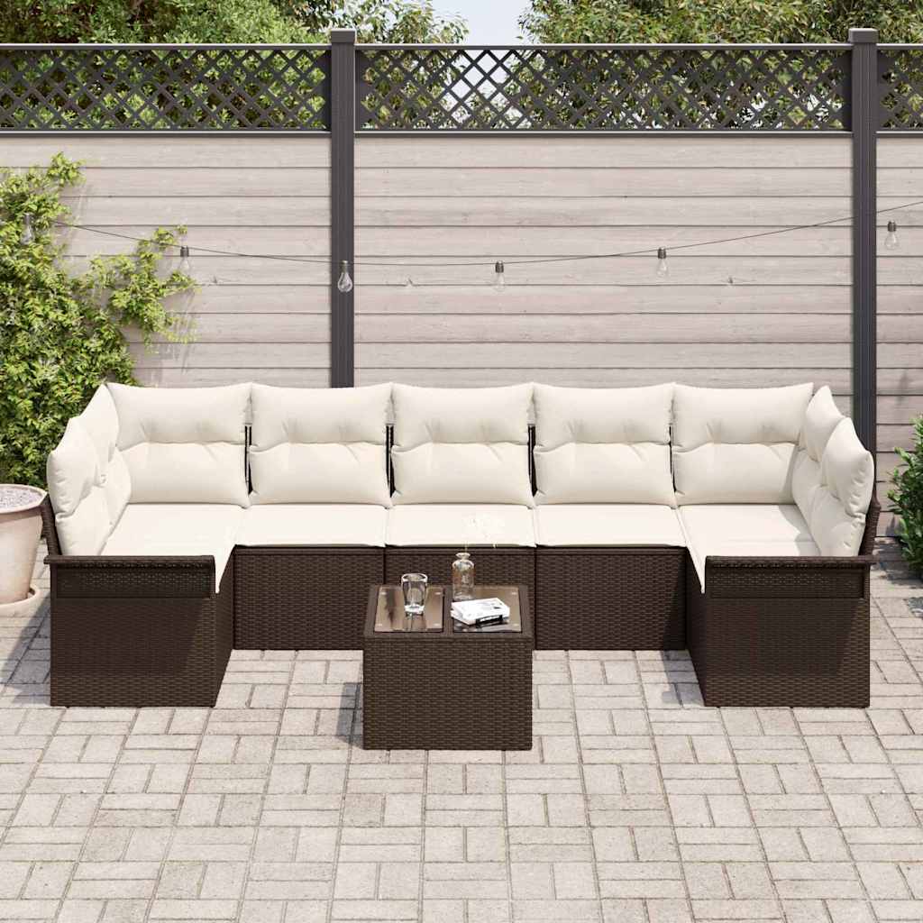 Havesofa Sæt 8 stk. Brun og Creme polyrattan