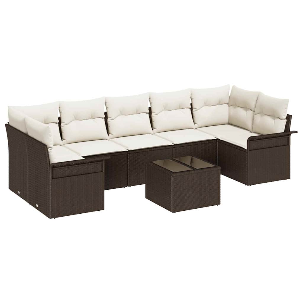 Havesofa Sæt 8 stk. Brun og Creme polyrattan