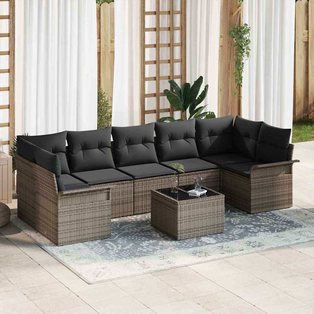 Havesofa Sæt 8 stk. Grå polyrattan