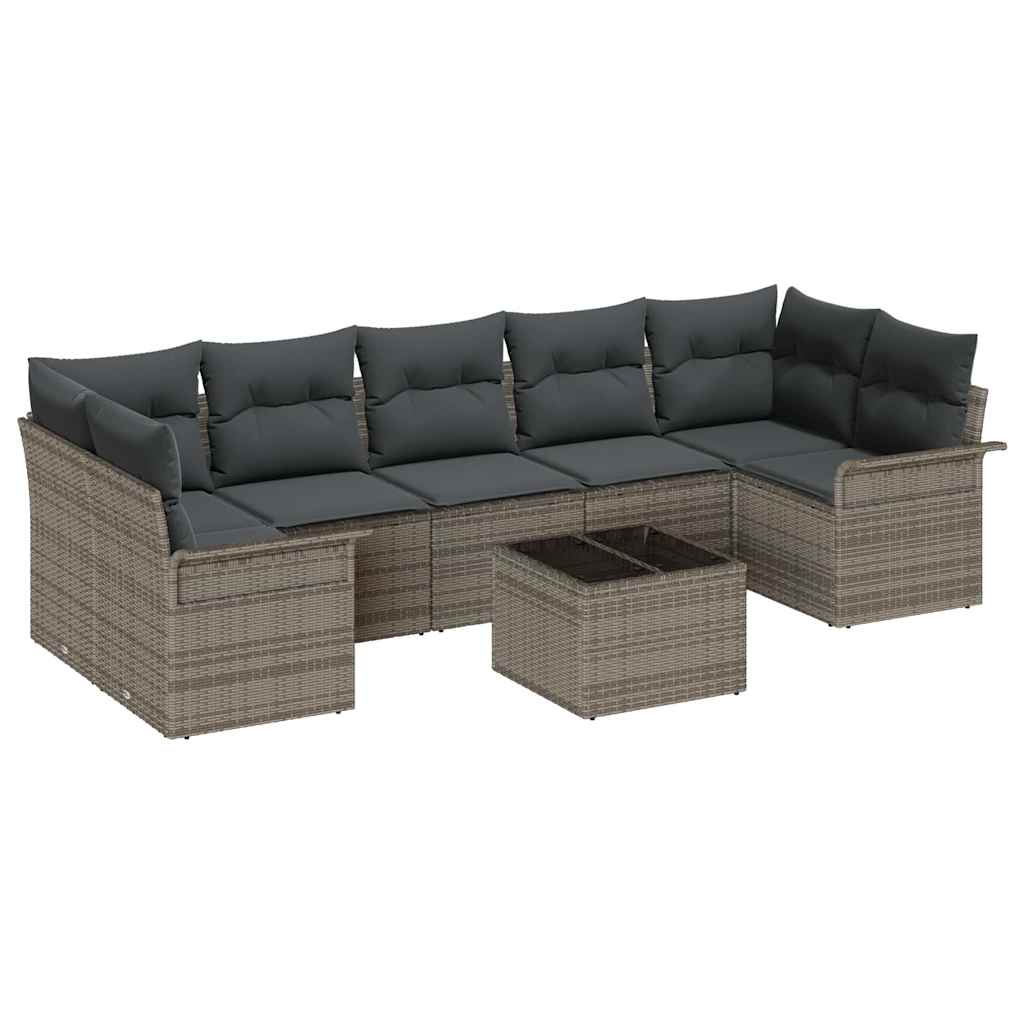 Havesofa Sæt 8 stk. Grå polyrattan