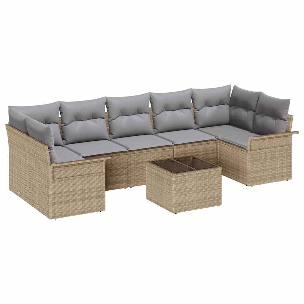 Havesofa Sæt 8 stk. Beige og grå polyrattan