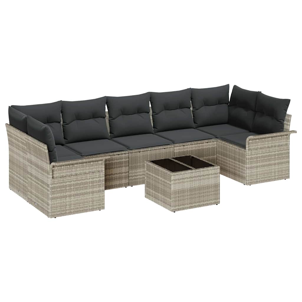 Havesofa Sæt 8 stk. Lysegrå og mørkegrå polyrattan
