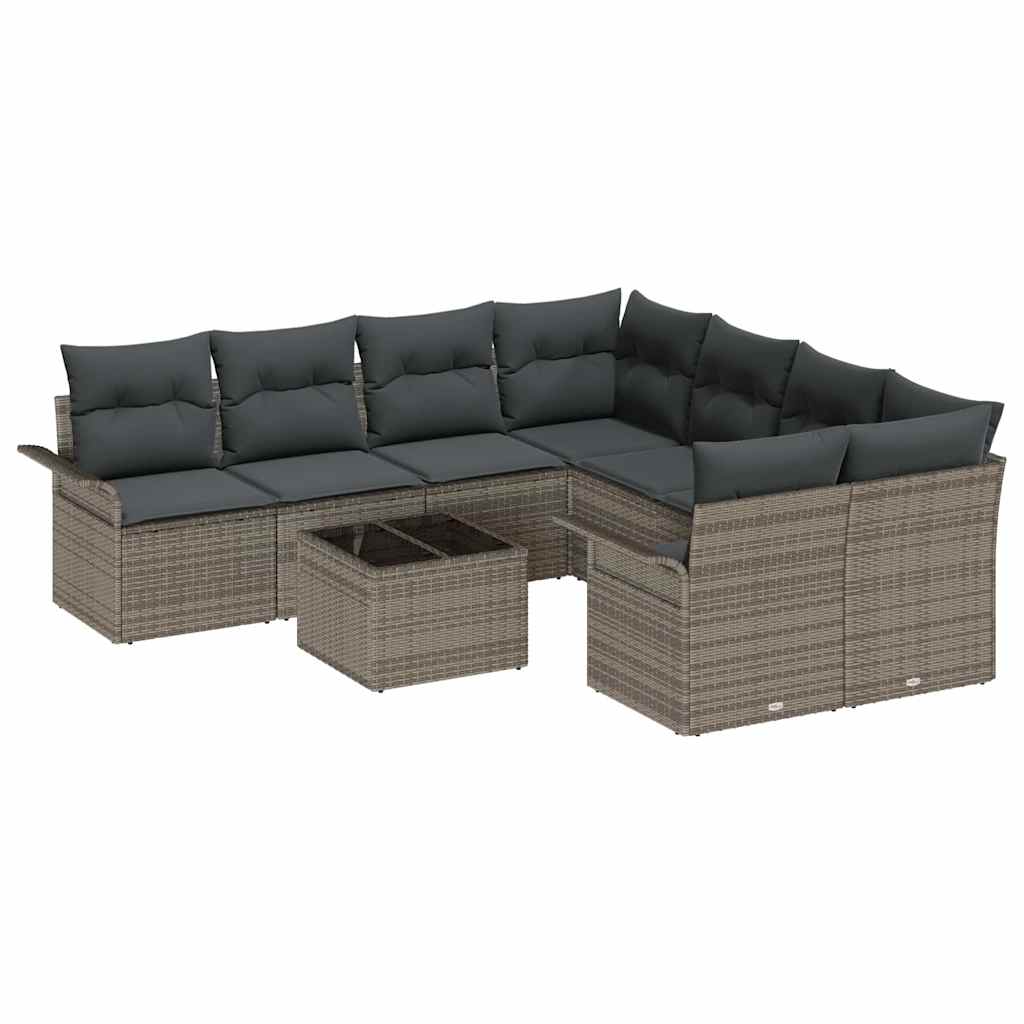 Havesofa Sæt 9 stk. Grå polyrattan