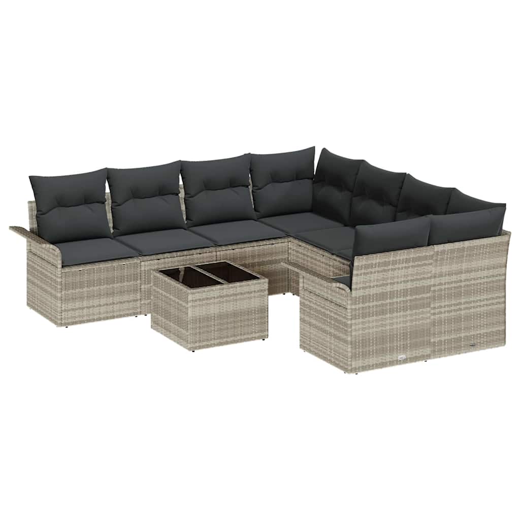 Havesofa Sæt 9 stk. Lysegrå og mørkegrå polyrattan