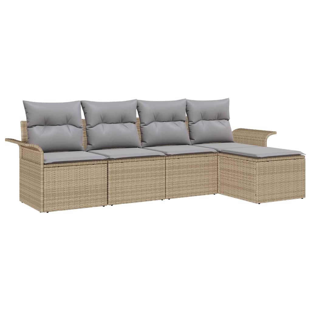 Havesofa Sæt 5 stk. Beige polyrattan