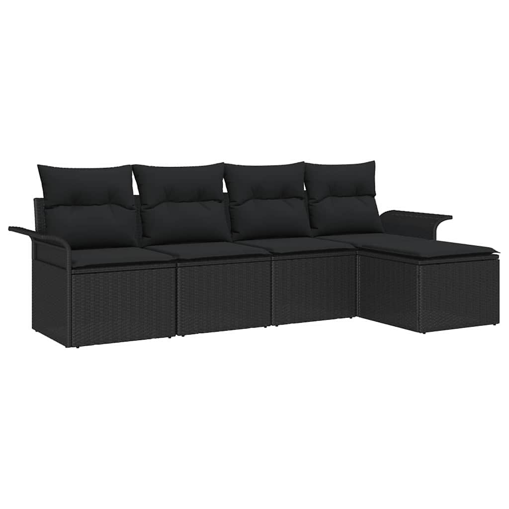 Havesofa Sæt 5 stk. Sort polyrattan
