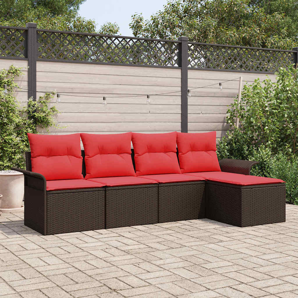 Havesofa Sæt 5 stk. Brun polyrattan