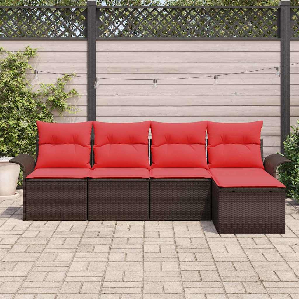 Havesofa Sæt 5 stk. Brun polyrattan