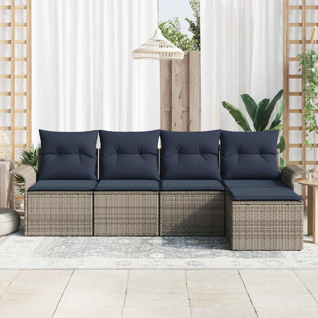 Havesofa Sæt 5 stk. Grå polyrattan