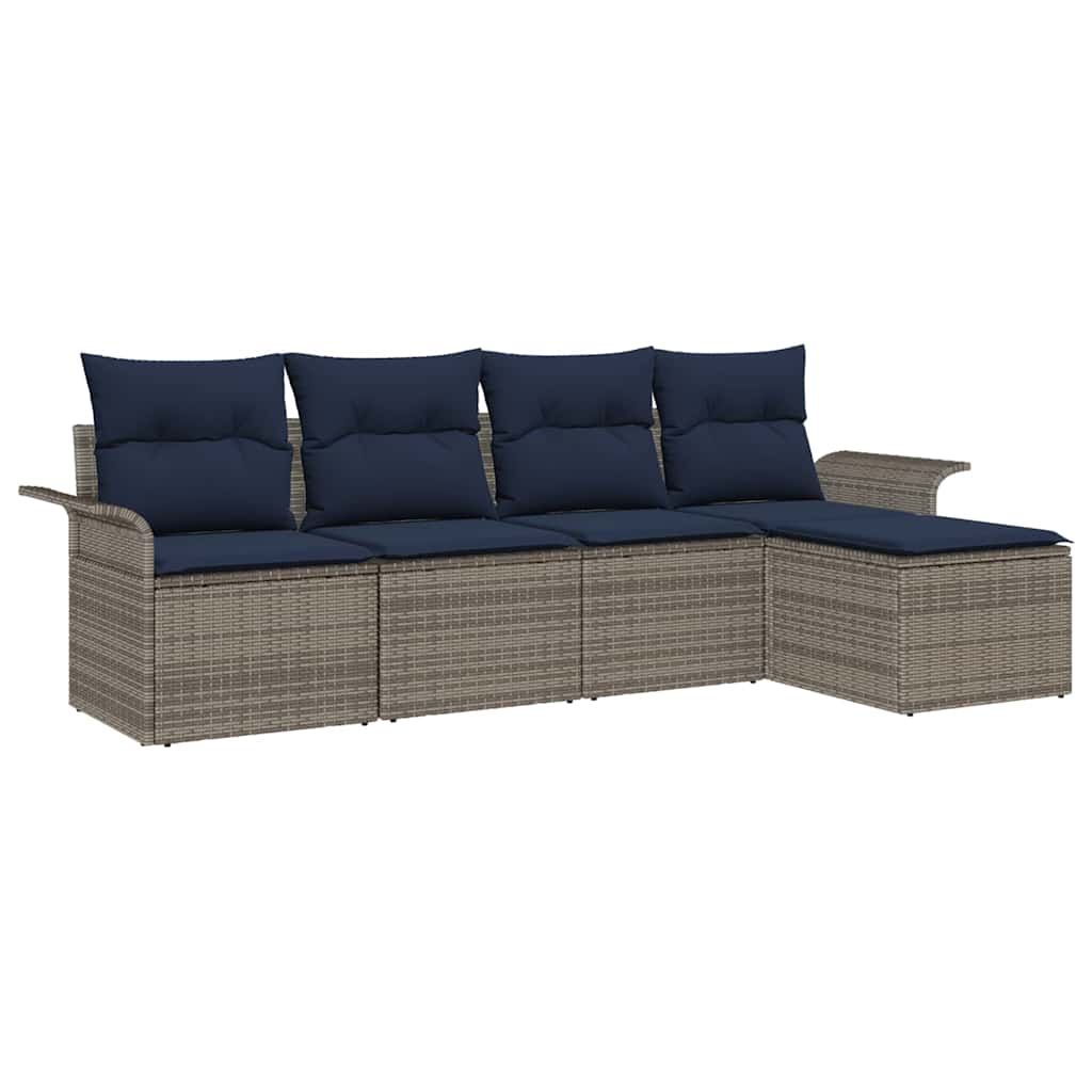 Havesofa Sæt 5 stk. Grå polyrattan