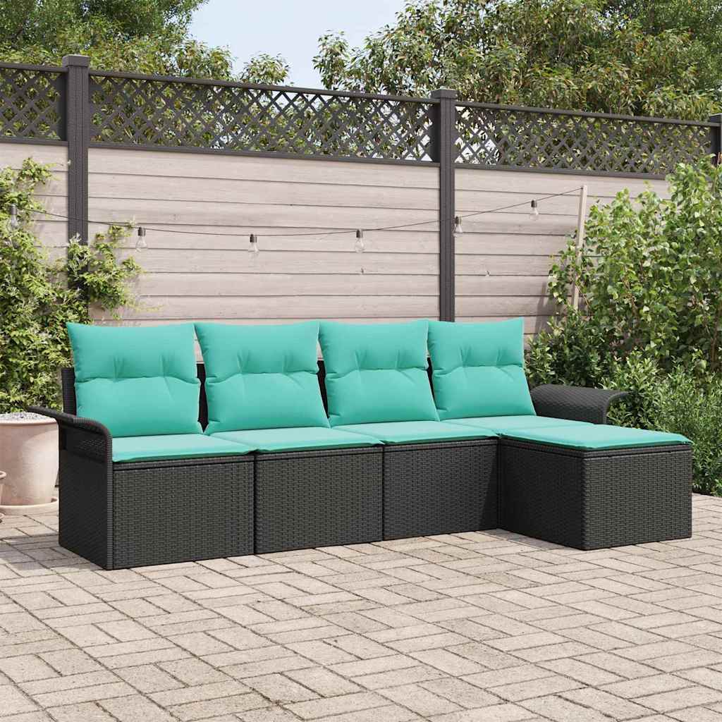Havesofa Sæt 5 stk. Sort polyrattan