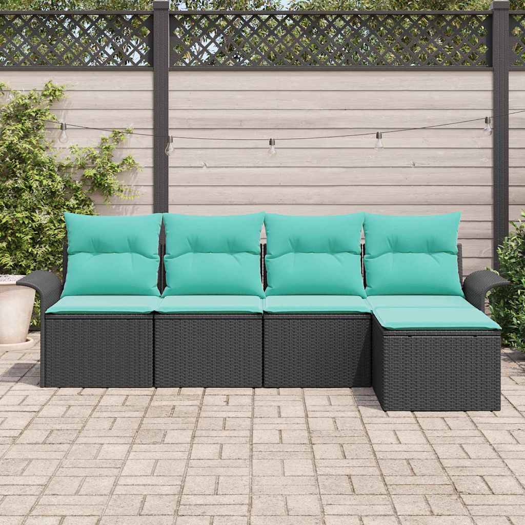Havesofa Sæt 5 stk. Sort polyrattan
