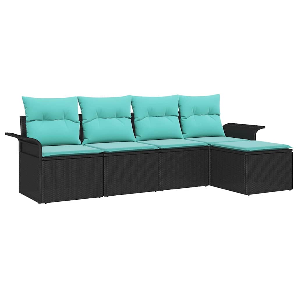 Havesofa Sæt 5 stk. Sort polyrattan