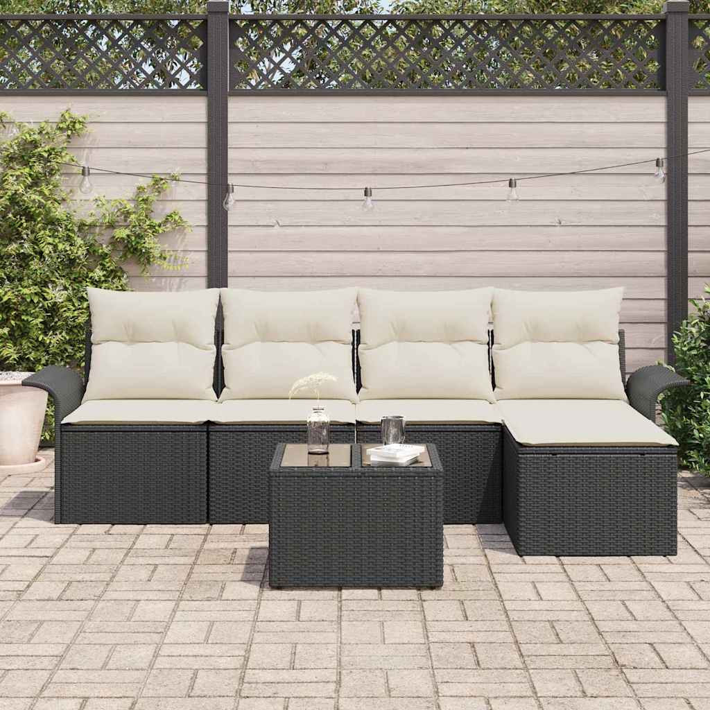 Havesofa Sæt 6 stk. Sort polyrattan