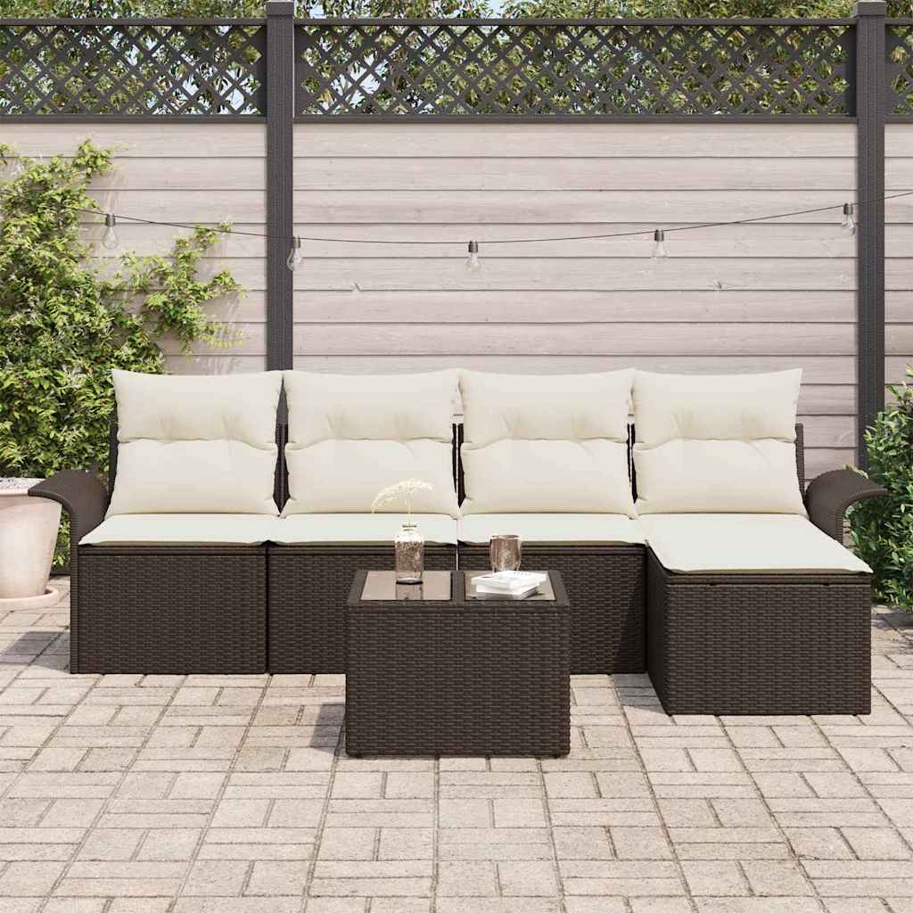 Havesofa Sæt 6 stk. Brun polyrattan