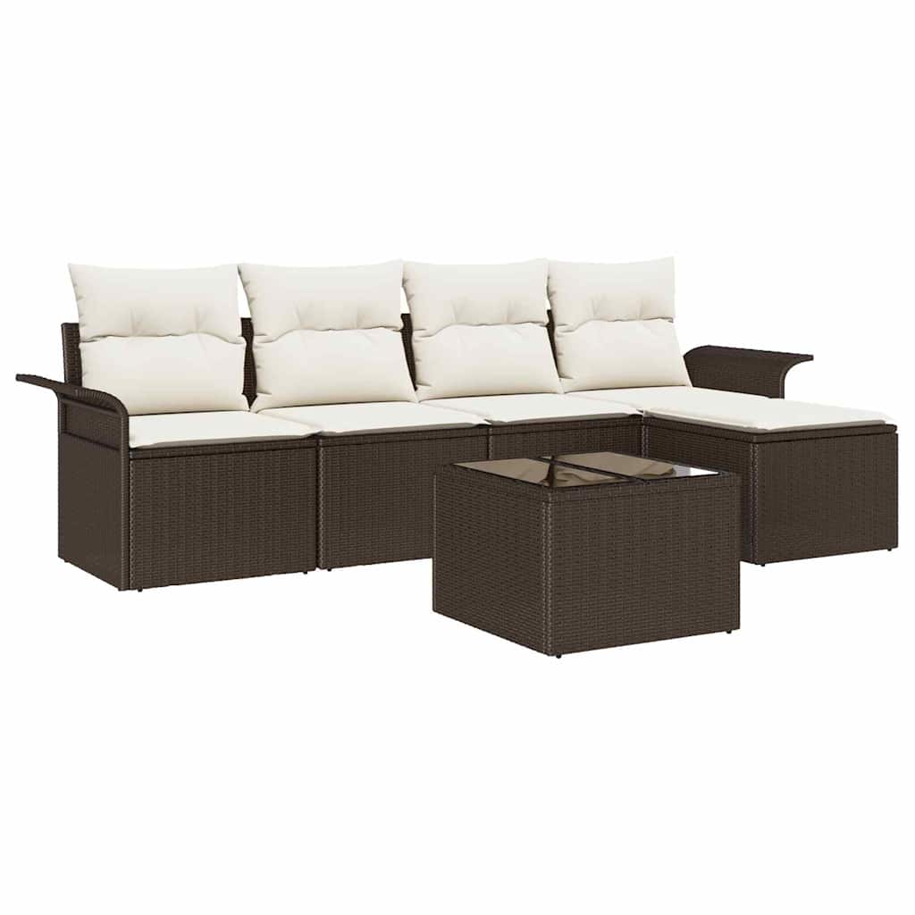 Havesofa Sæt 6 stk. Brun polyrattan