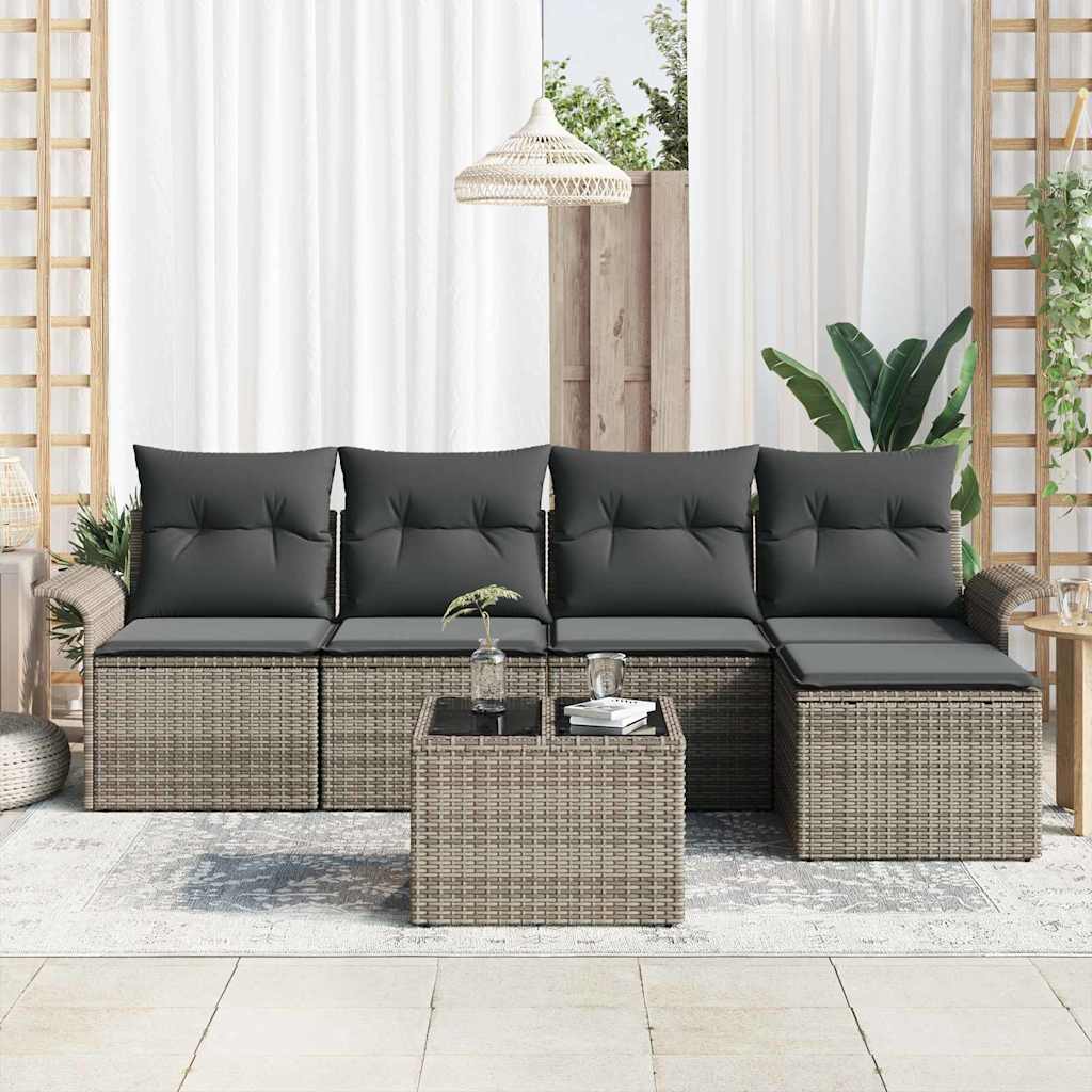 Havesofa Sæt 6 stk. Grå polyrattan