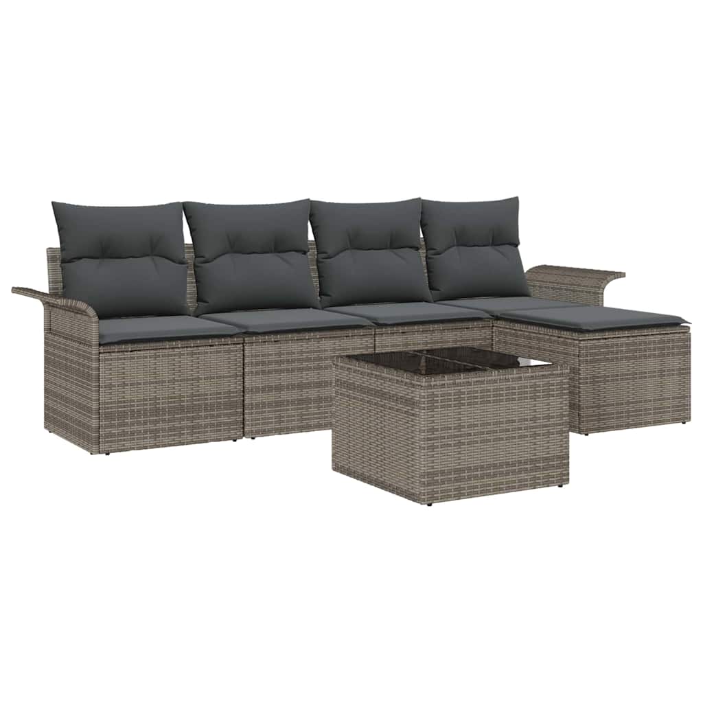 Havesofa Sæt 6 stk. Grå polyrattan