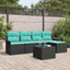 Havesofa Sæt 6 stk. Sort polyrattan