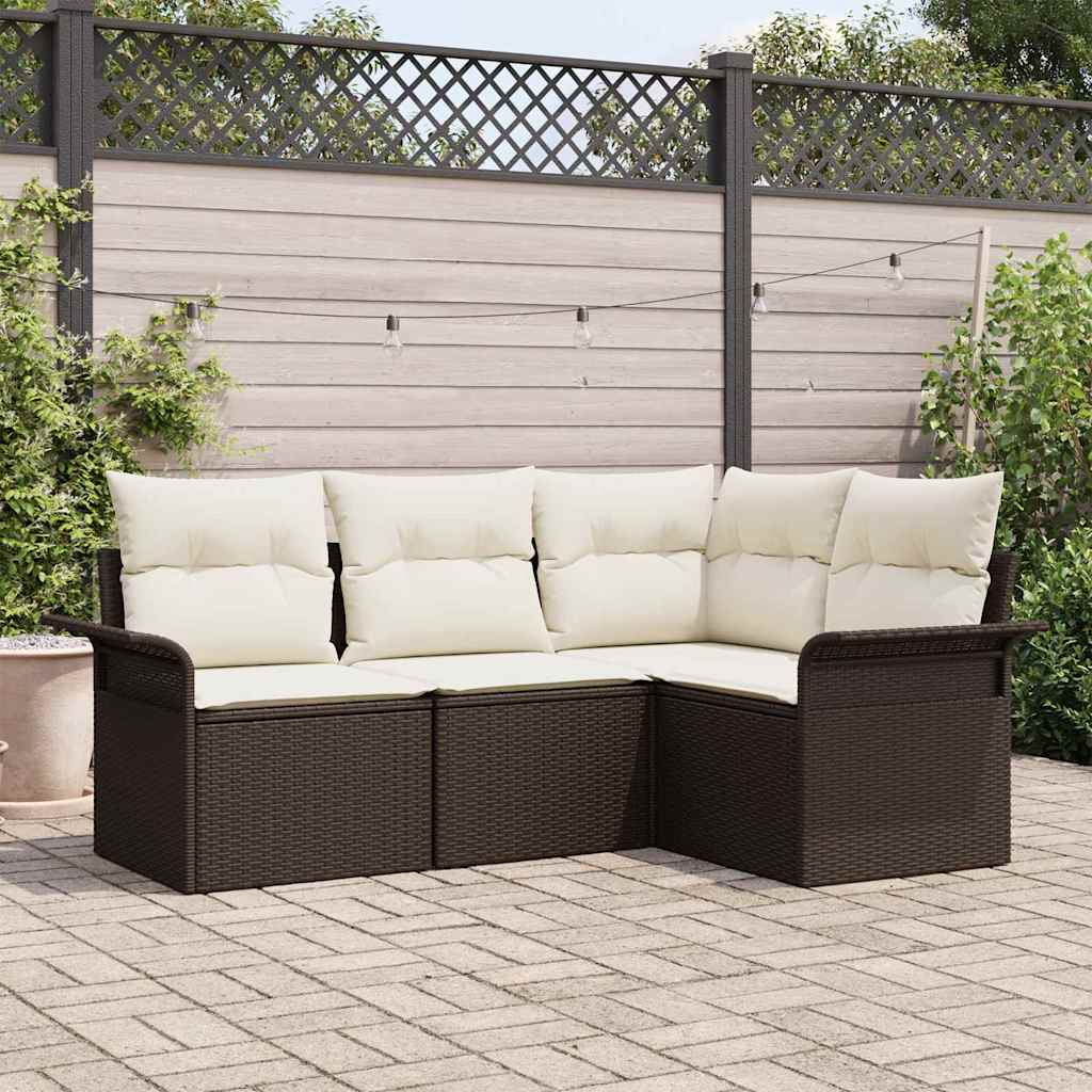 Havesofa Sæt 4 stk. Brun polyrattan
