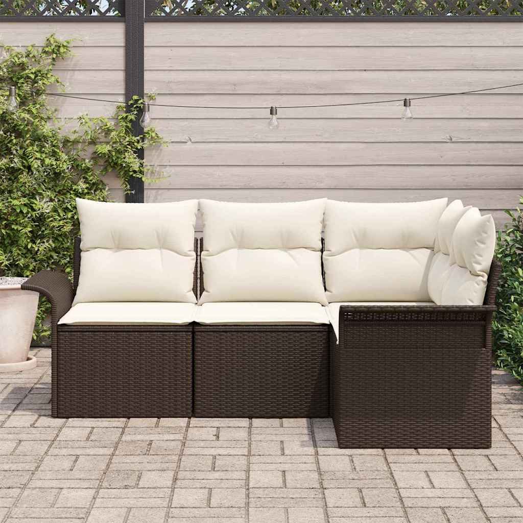 Havesofa Sæt 4 stk. Brun polyrattan