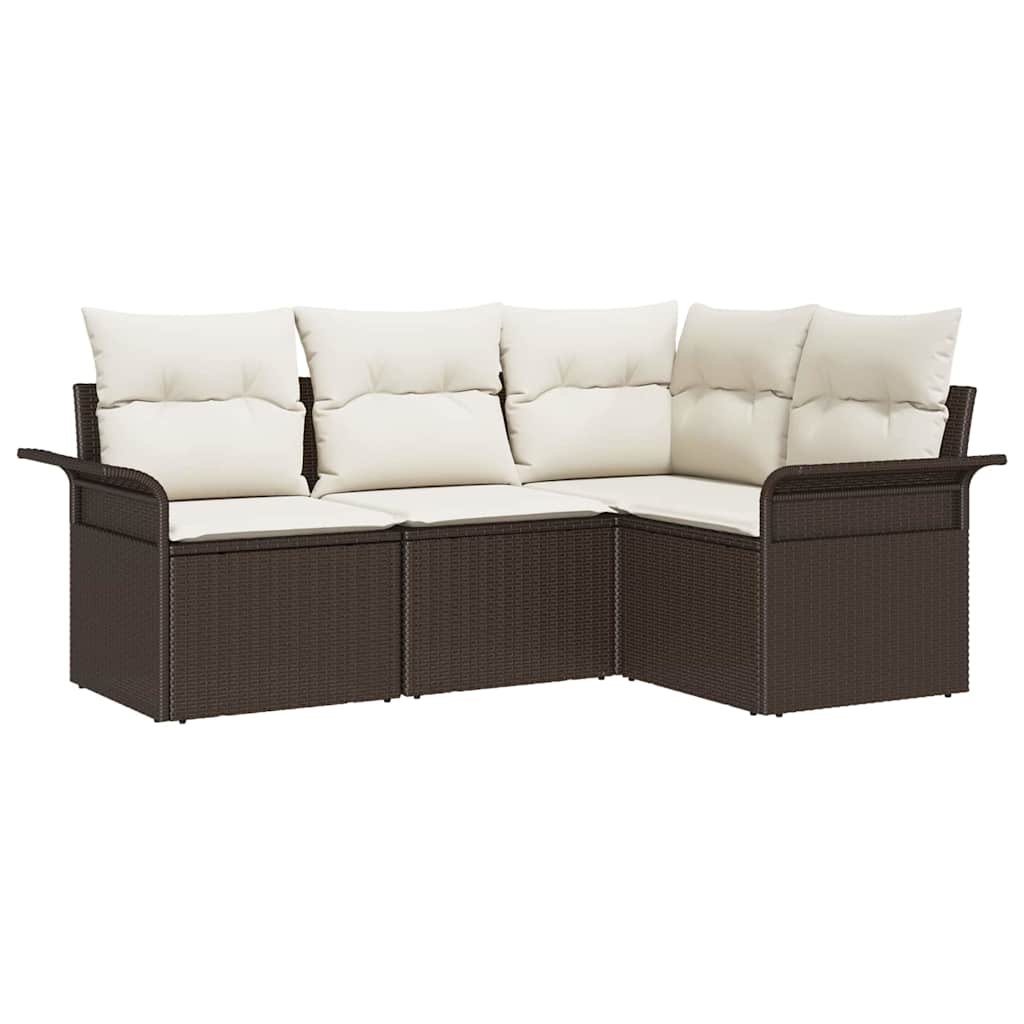 Havesofa Sæt 4 stk. Brun polyrattan