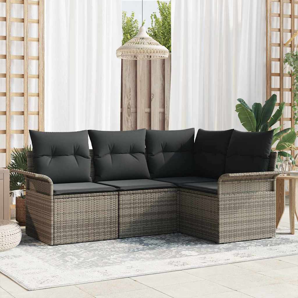 Havesofa Sæt 4 stk. Grå polyrattan
