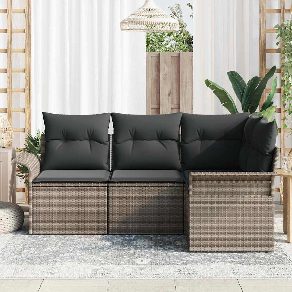 Havesofa Sæt 4 stk. Grå polyrattan