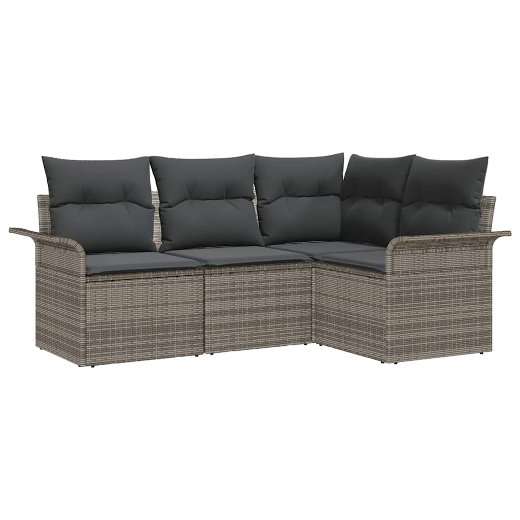Havesofa Sæt 4 stk. Grå polyrattan