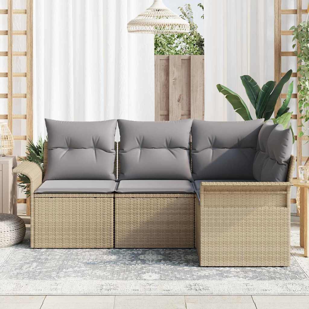 Havesofa Sæt 4 stk. Beige polyrattan