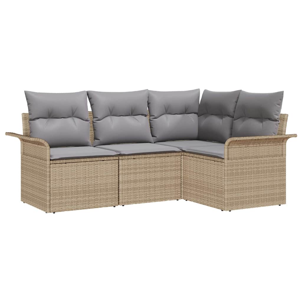 Havesofa Sæt 4 stk. Beige polyrattan
