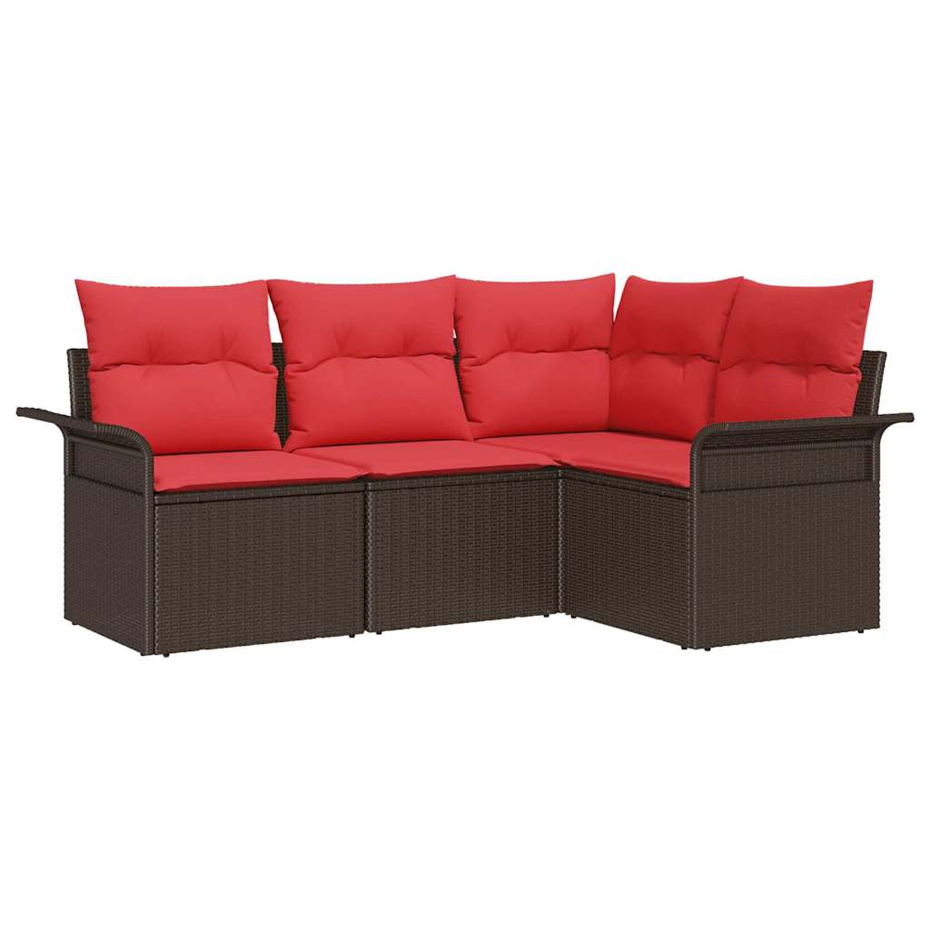 Havesofa Sæt 4 stk. Brun polyrattan