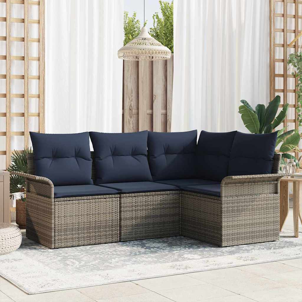 Havesofa Sæt 4 stk. Grå polyrattan