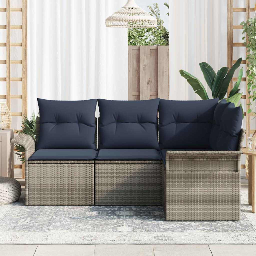 Havesofa Sæt 4 stk. Grå polyrattan