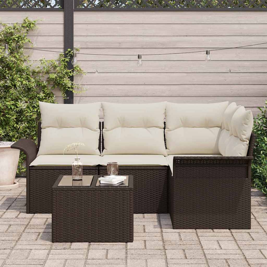 Havesofa Sæt 5 stk. Brun polyrattan